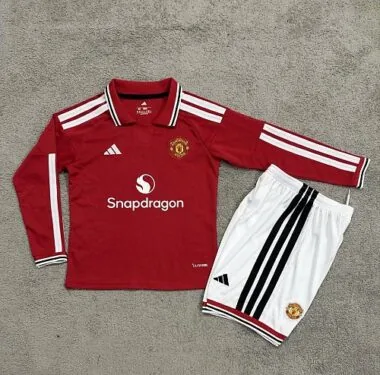 Manchester United 2026/27 Home Long Sleeve Kids Kit 16-28
