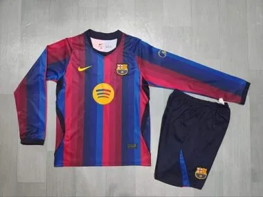 Kid Kit Barcelona 2026/27 Home Long Sleeve Soccer Jersey Size 16-28