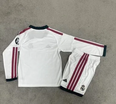 Real Madrid 2026/27 Home Long Sleeve Kids Kit Jersey (Size 16-28)