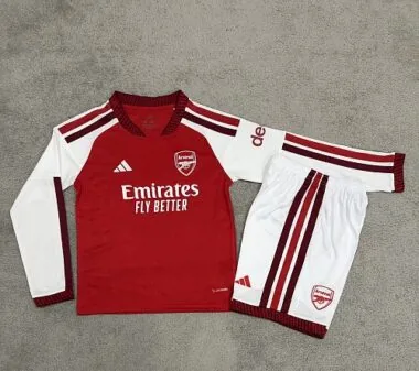 kids kit Arsenal 2026/27 Home Long Sleeve soccer jersey size 16-28