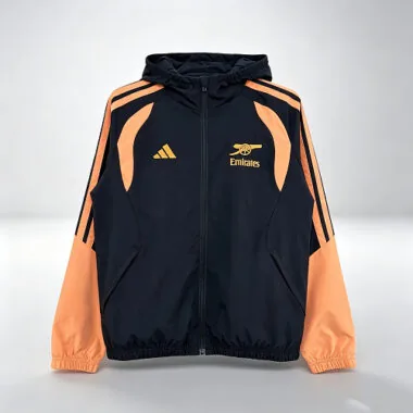 Arsenal 2026/27 Black Windbreaker Jacket Size S-2XL