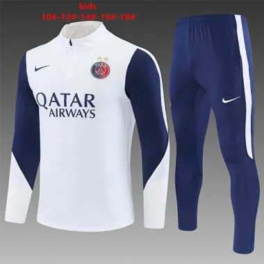 PSG 2026/27 White Half zipper training clothes Kid Size 10-18