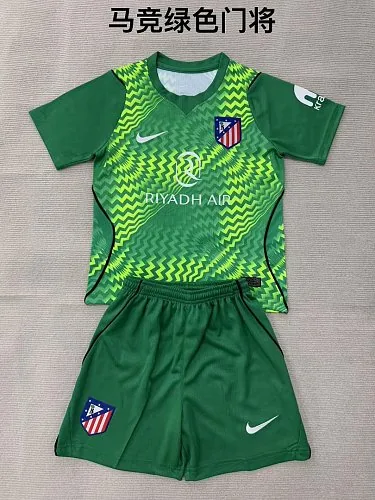Kids kit Atletico Madrid 2026/27 Green Goalkeeper Soccer Jersey Size 16-28