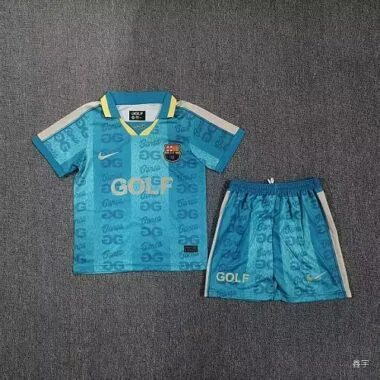 Kid Kit Barcelona 2026/27 GOLF Blue Special Soccer Jersey Size 16-28
